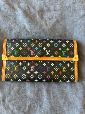 Louis Vuitton Porte Tresor Wallet in Black Multicolor Monogram